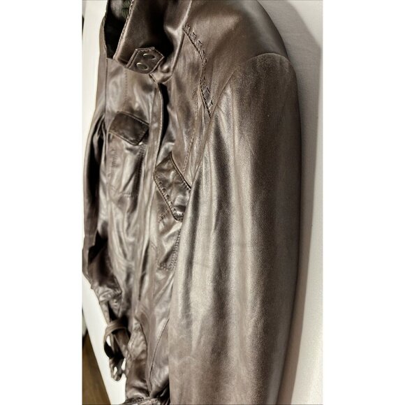 Bella Roma Nappa Lamb Dark Brown Leather Jacket Size 12 (EU Size 46)Vintage 90's - Picture 9 of 16
